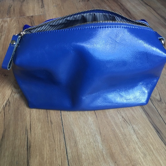 Well Loved Royal Blue Leather & Fur Purse Satchel - Picture 3 of 16